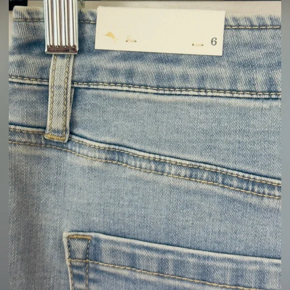 Tommy Bahama Boracay® Indigo Raw-Edge Midi Bleach Wash Denim Skirt Size 6. NWT - Picture 8 of 14